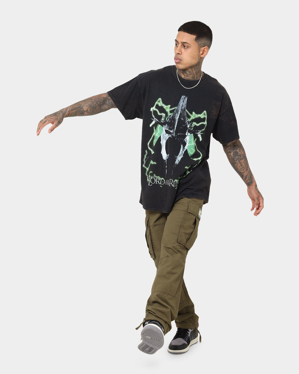 American Thrift X The Lord Of The Rings Witch Kings Of Angmar Vintage T-Shirt Washed Black