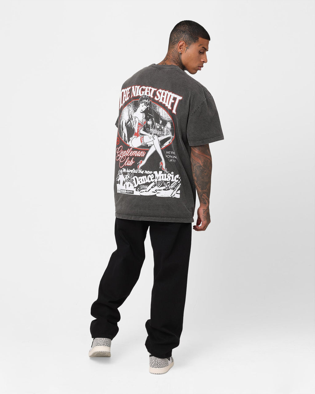 The Night Shift Gentleman's Club Heavyweight Vintage T-Shirt Black Wash