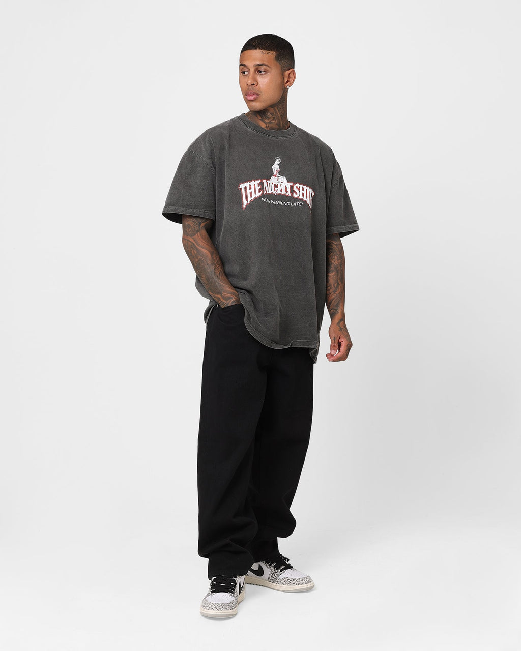 The Night Shift Gentleman's Club Heavyweight Vintage T-Shirt Black Wash