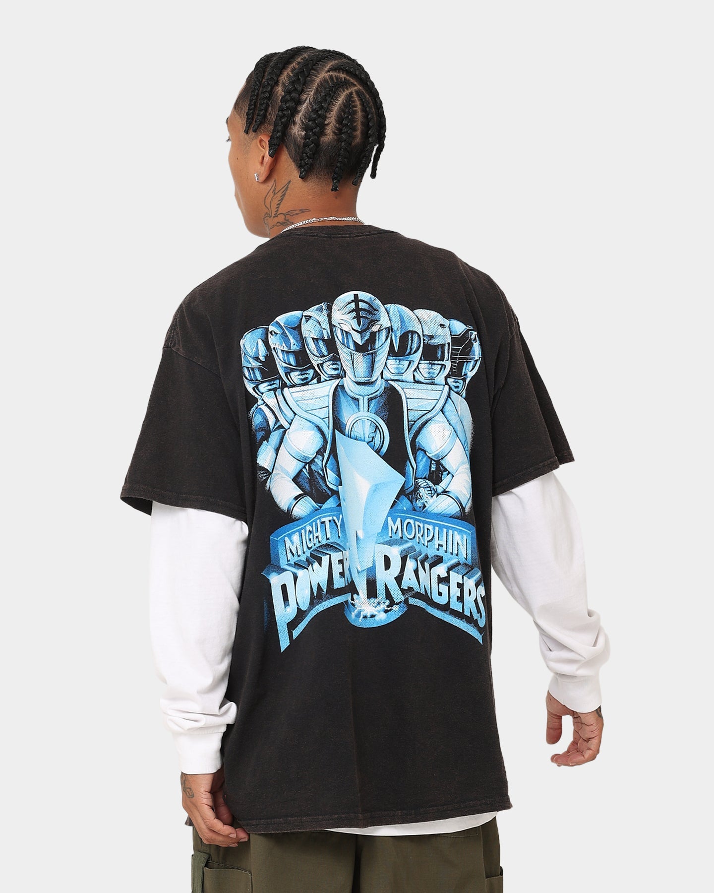73Studio X Power Rangers Mighty Morphin Vintage T-Shirt Black Wash
