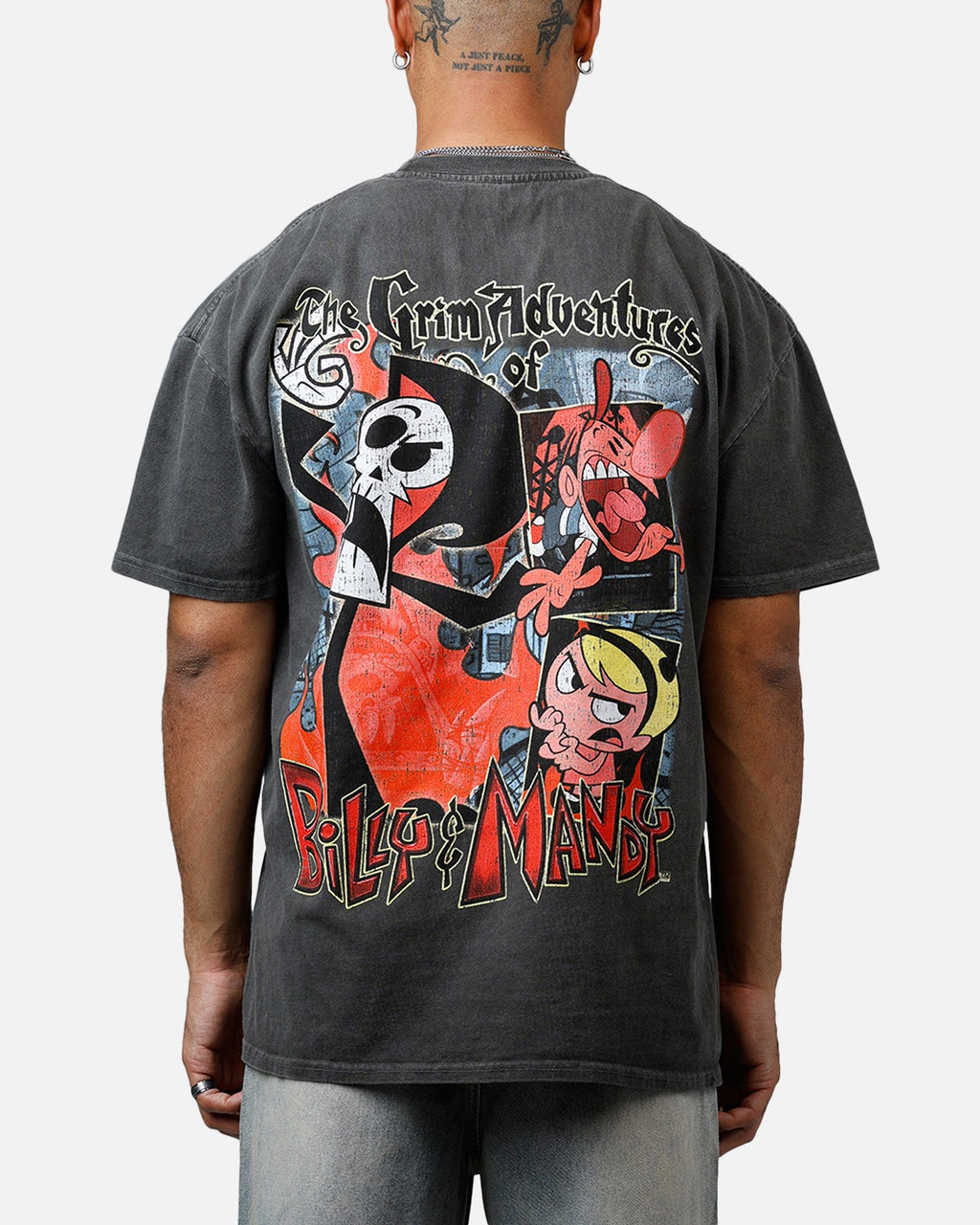 73Studio X Cartoon Network Grim Heavyweight Vintage T-Shirt Black Wash