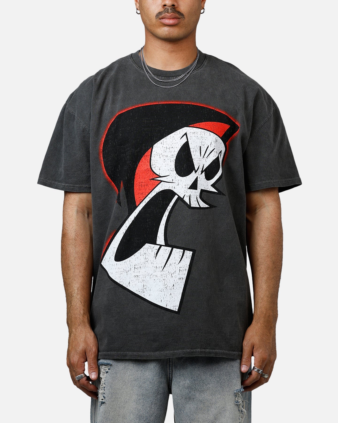 73Studio X Cartoon Network Grim Heavyweight Vintage T-Shirt Black Wash