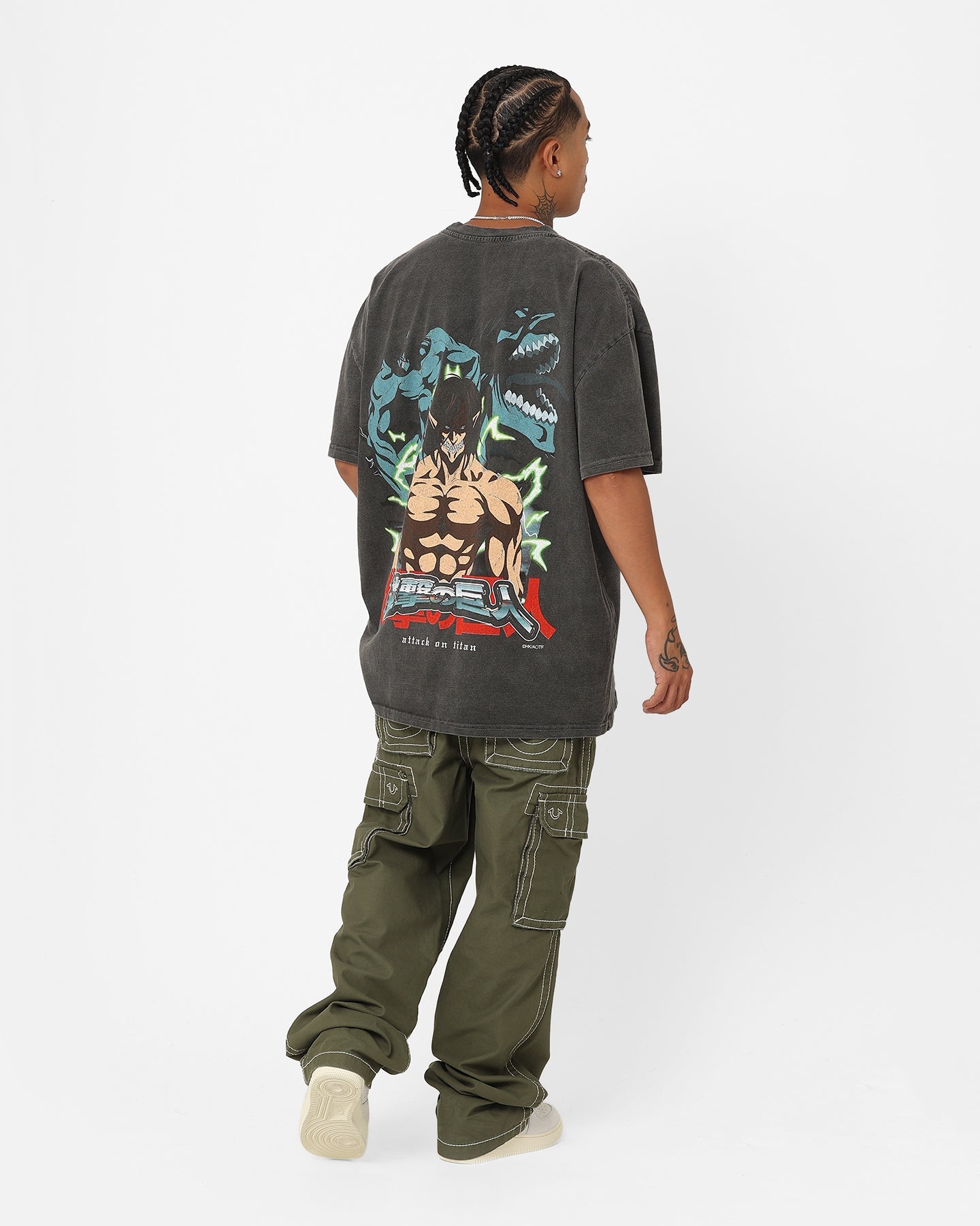 Goat Crew X Attack On Titan Attack Titan Vintage Heavyweight T-Shirt Black Wash