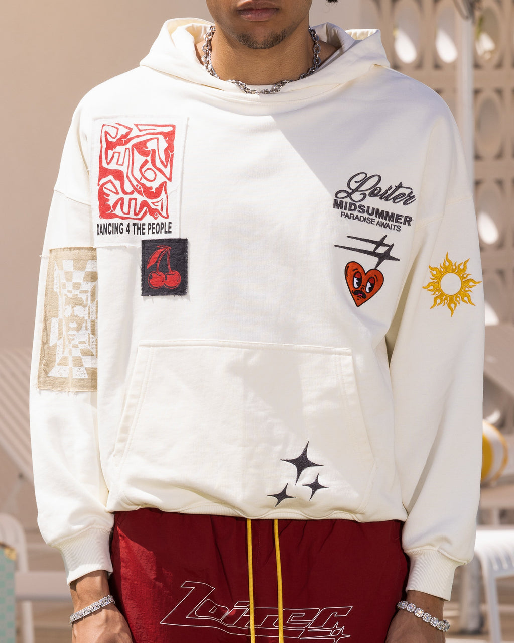 Loiter Patchwork Hoodie Off White