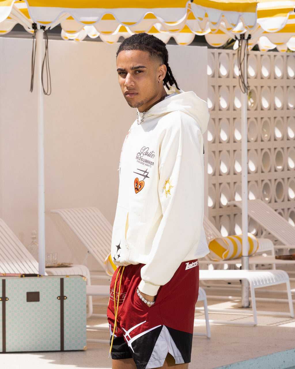 Loiter Patchwork Hoodie Off White