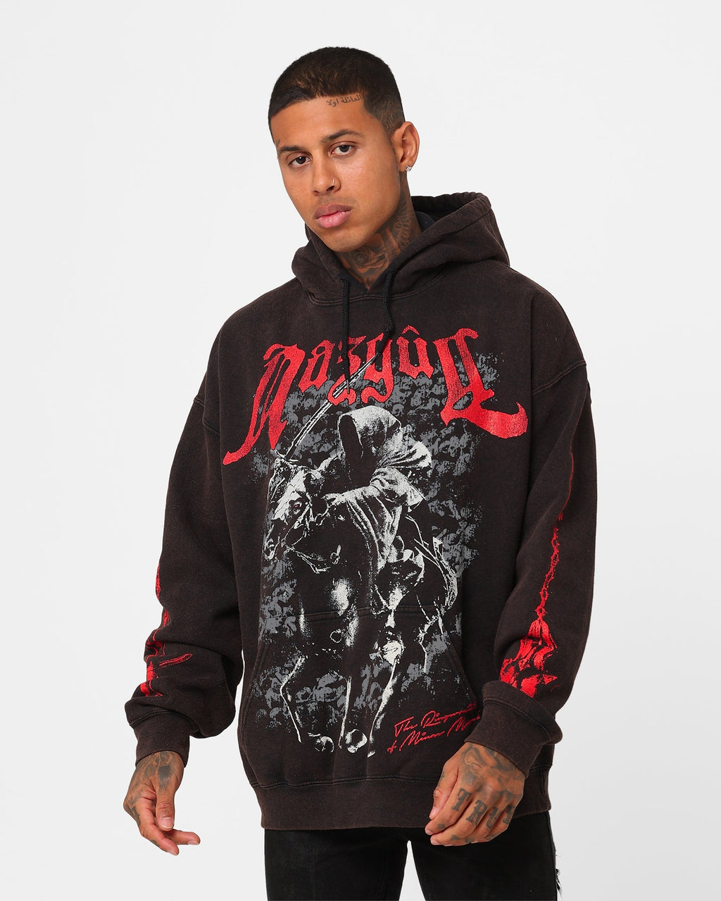 73Studio X The Lord Of The Rings Nazgul Vintage Hoodie Black Wash