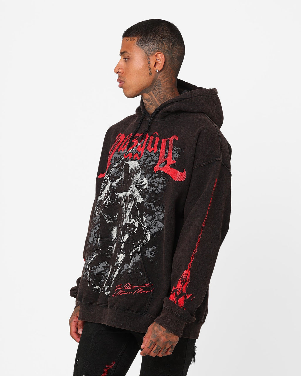 73Studio X The Lord Of The Rings Nazgul Vintage Hoodie Black Wash
