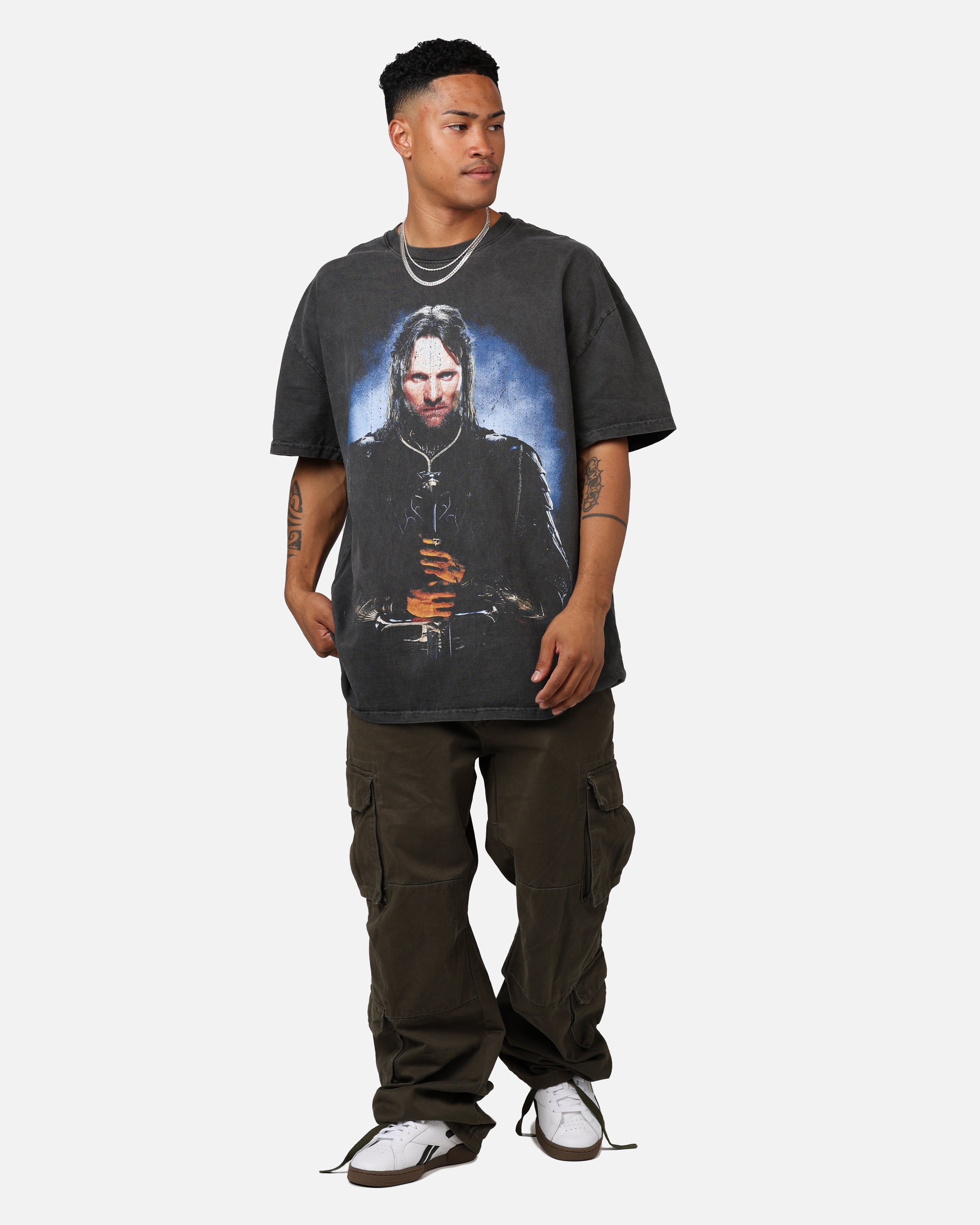 73Studio X The Lord Of The Rings Aragorn Heavyweight Vintage T-Shirt Black Wash