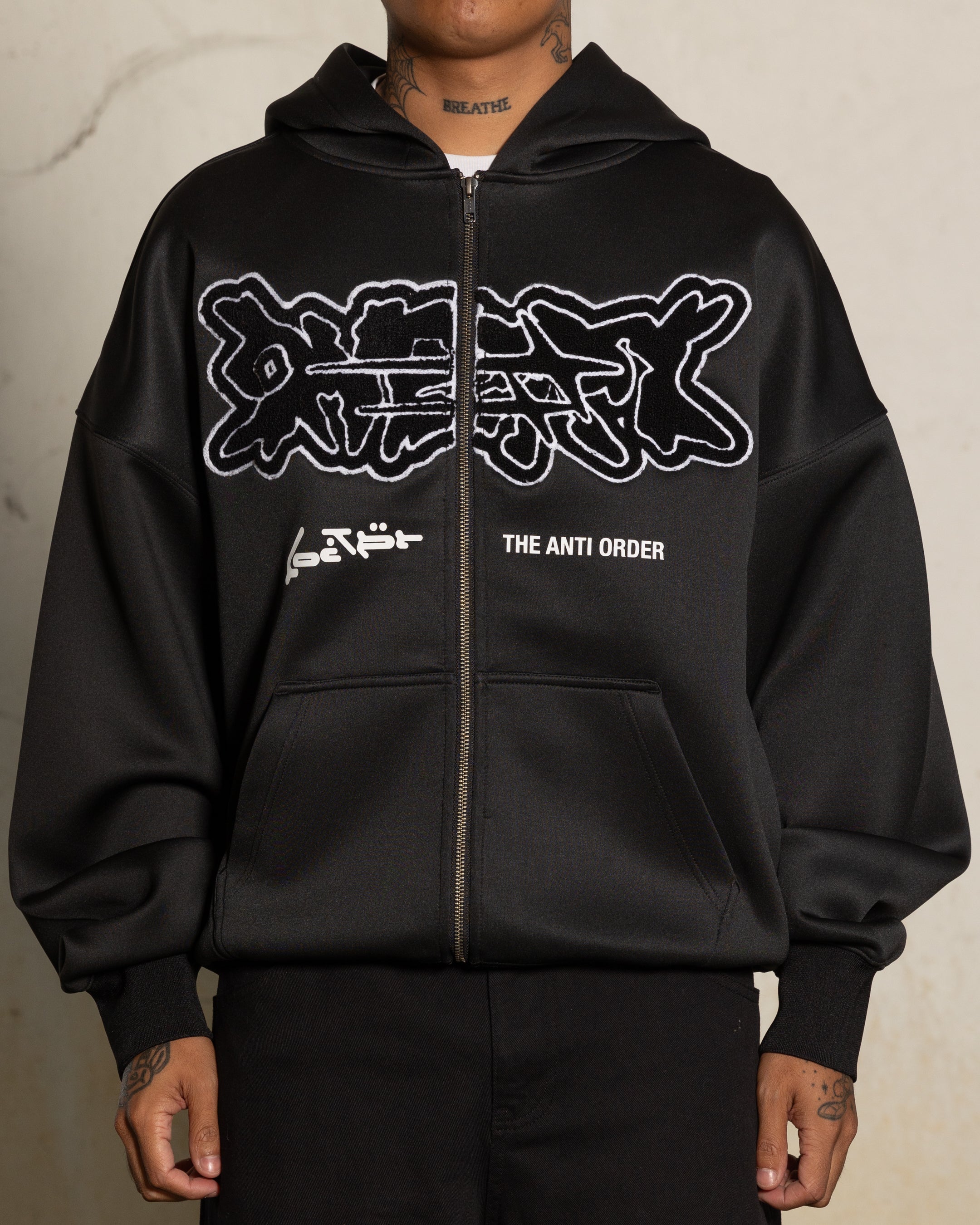 Loiter X The Anti Order Zip Hoodie Black