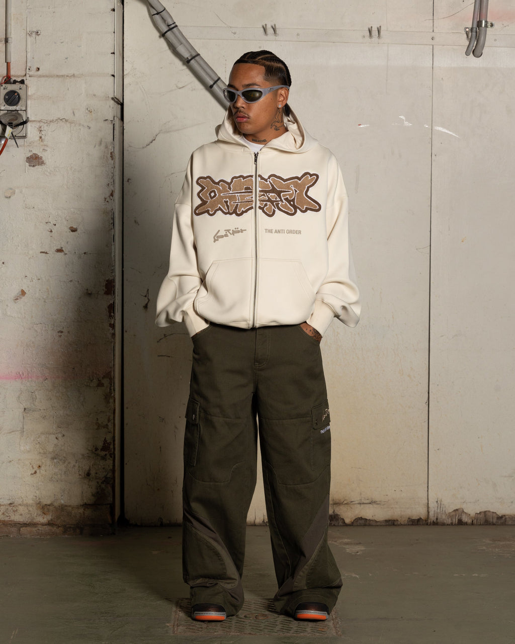 Loiter X The Anti Order Zip Hoodie Stone
