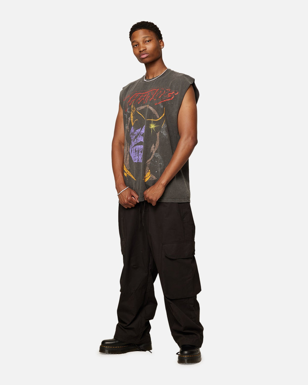 Marvel Thanos Heavyweight Vintage Muscle T-Shirt Black Wash