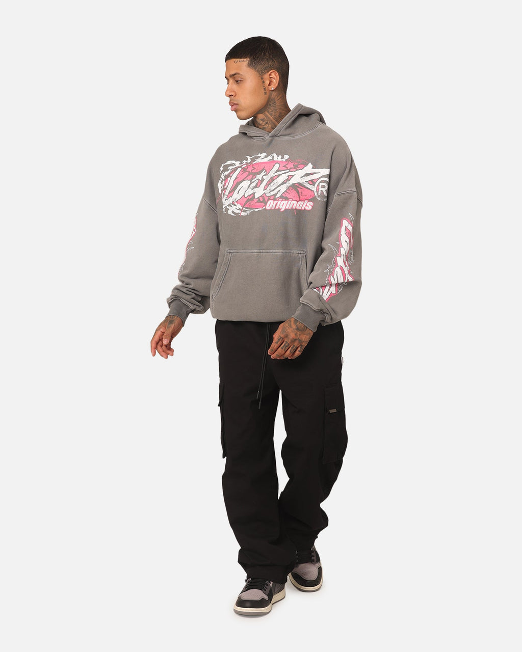 Loiter Wave Break Vintage Hoodie Charcoal