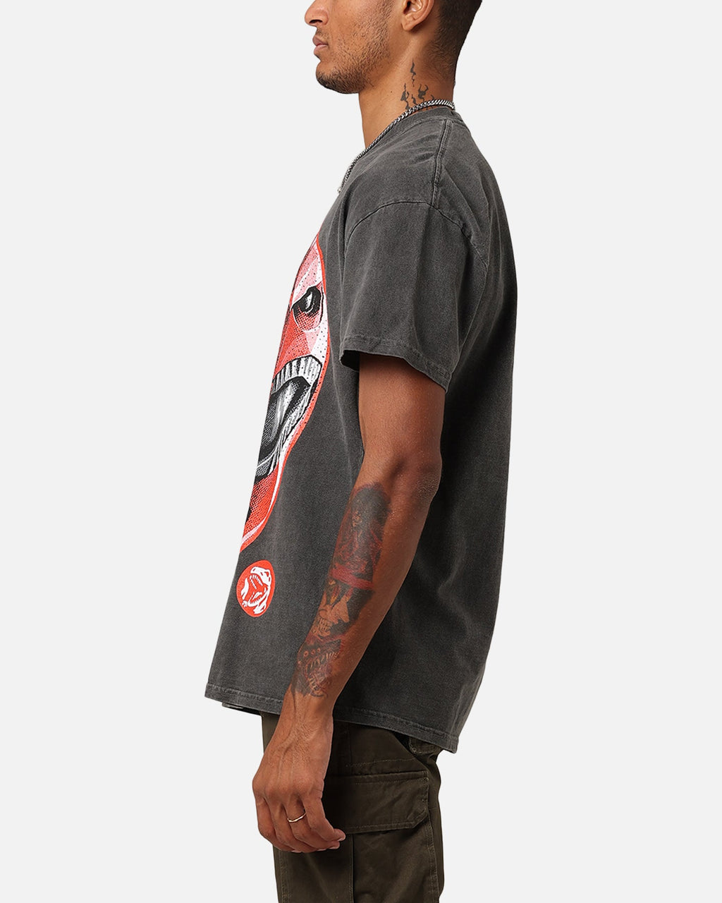 American Thrift X Power Rangers Red Ranger Big Head Heavyweight Vintage T-Shirt Black Wash
