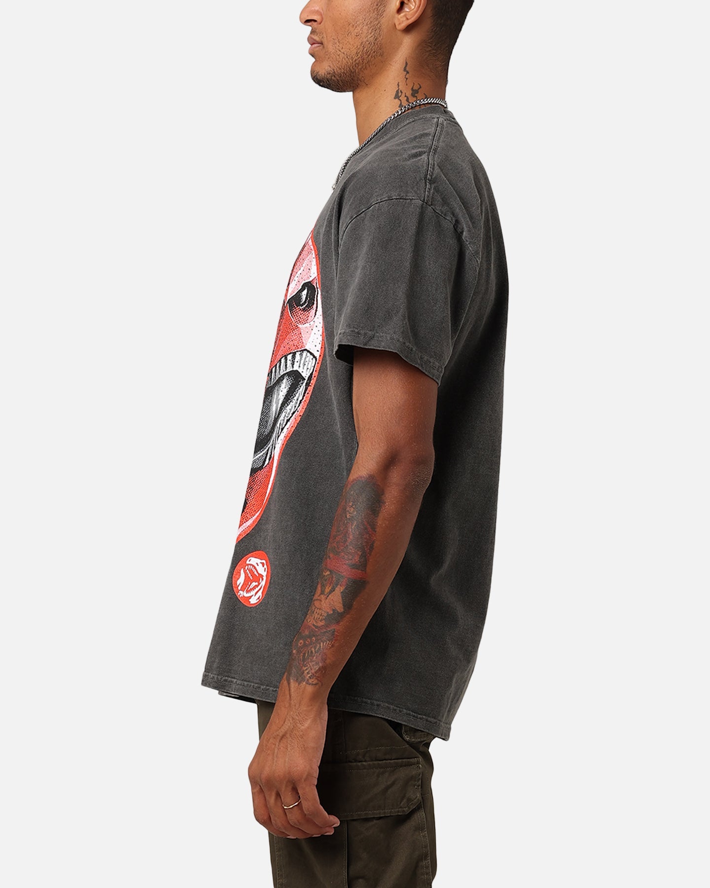 American Thrift X Power Rangers Red Ranger Big Head Heavyweight Vintage T-Shirt Black Wash