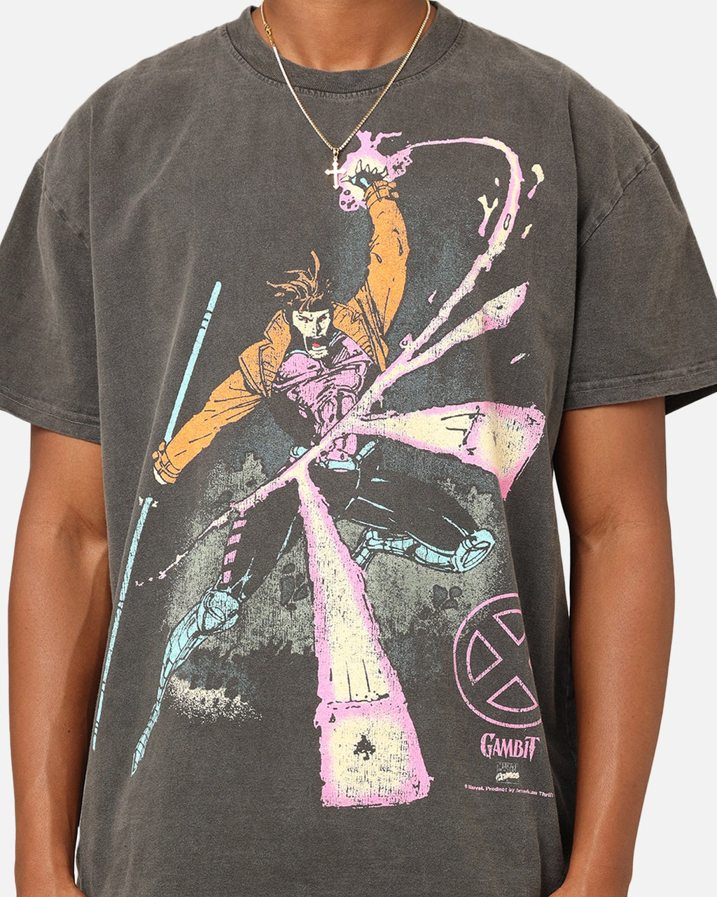 Marvel X-Men Gambit Heavyweight T-Shirt Black Wash