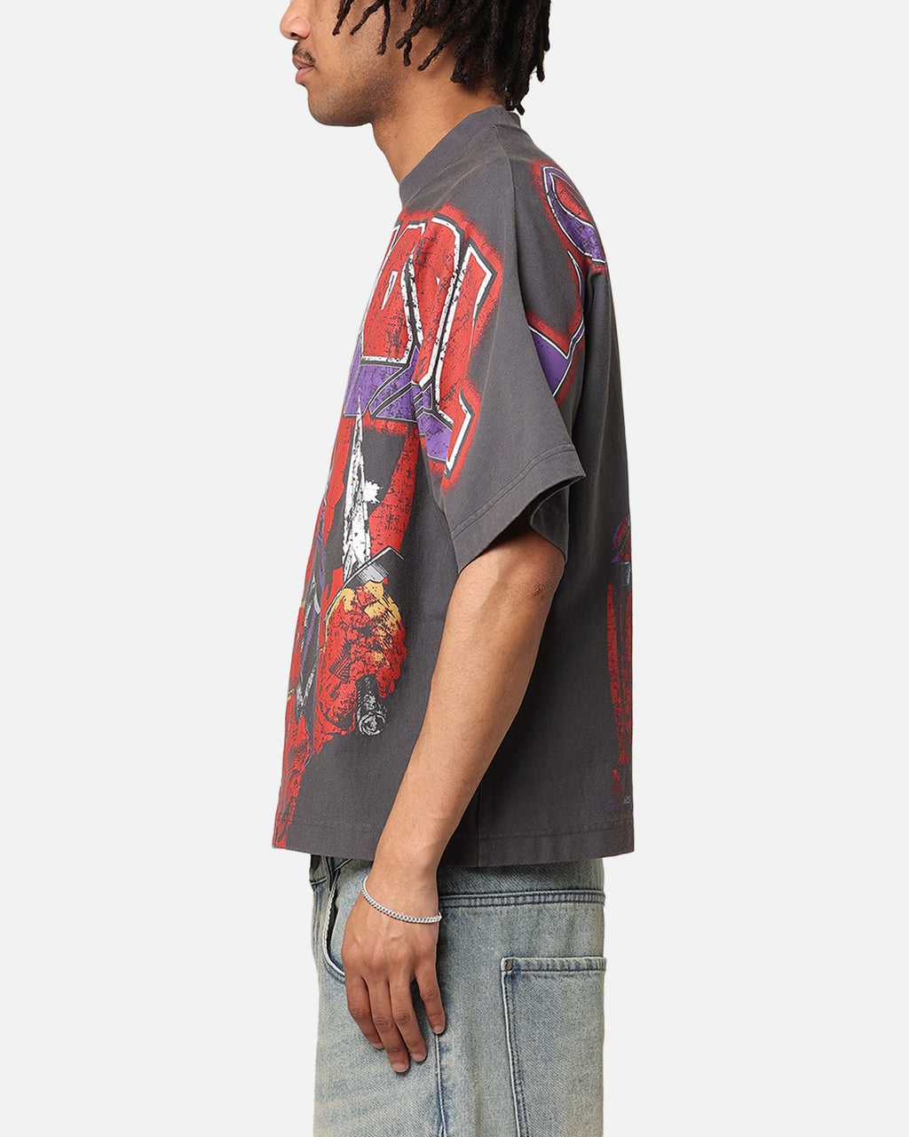 Loiter Marvel Deadpool Overprint T-Shirt Vintage Charcoal