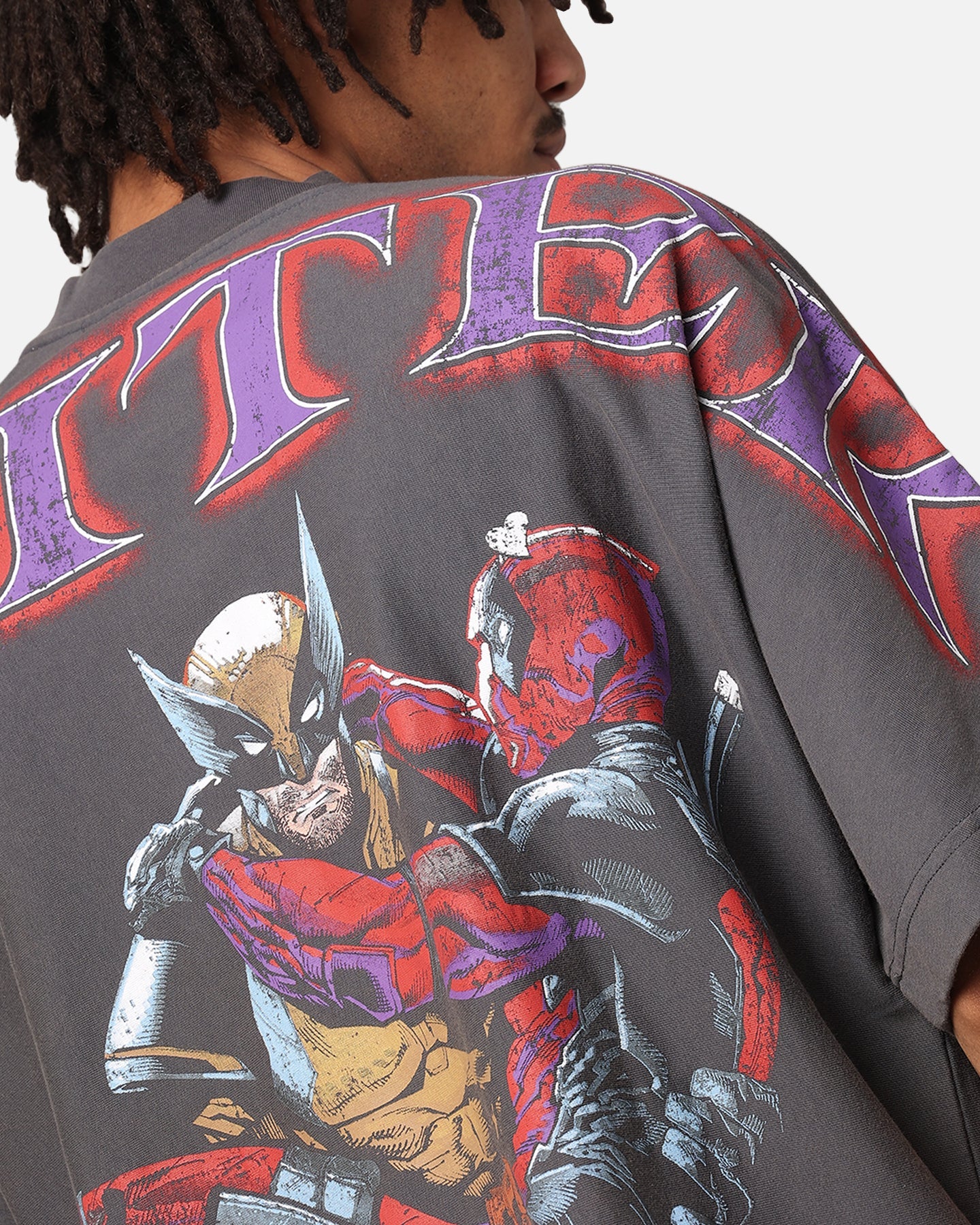 Loiter Marvel Deadpool Overprint T-Shirt Vintage Charcoal