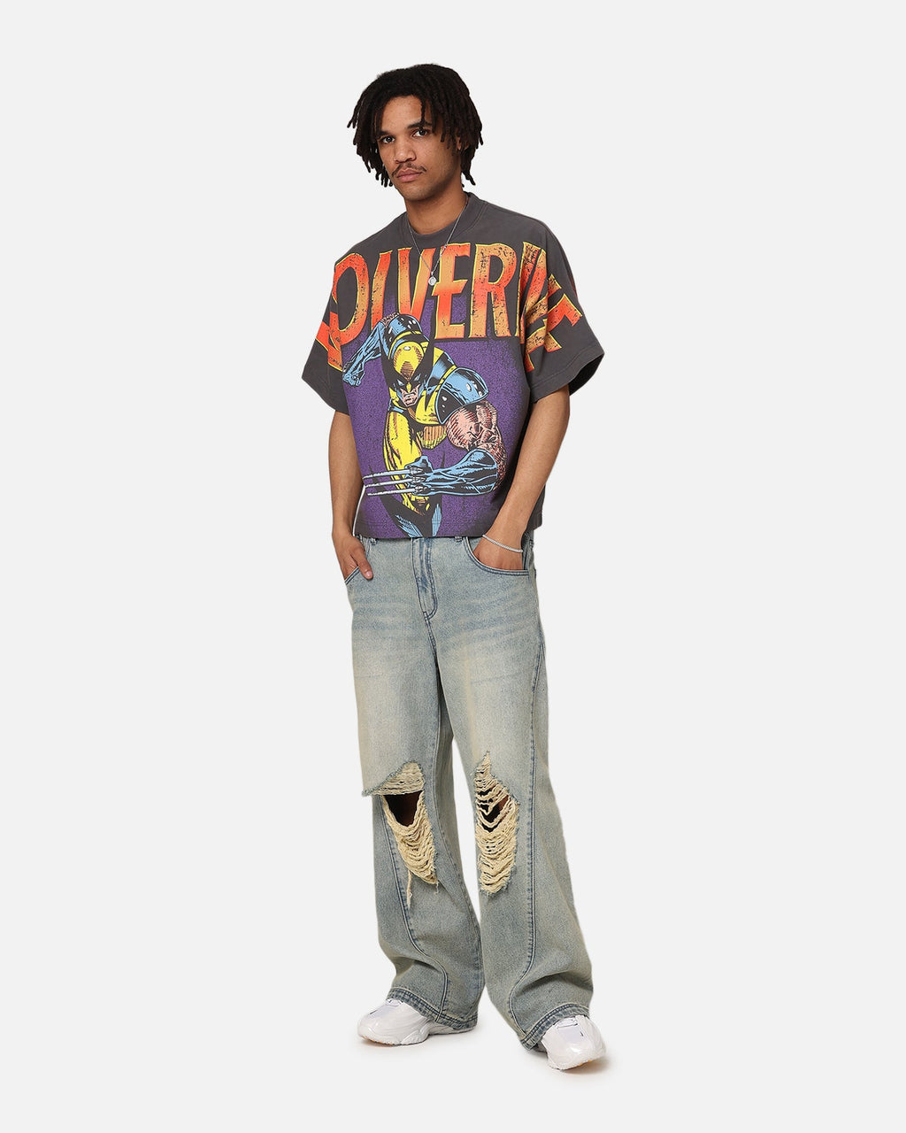 Loiter Marvel X-Men Wolverine Overprint T-Shirt Vintage Charcoal
