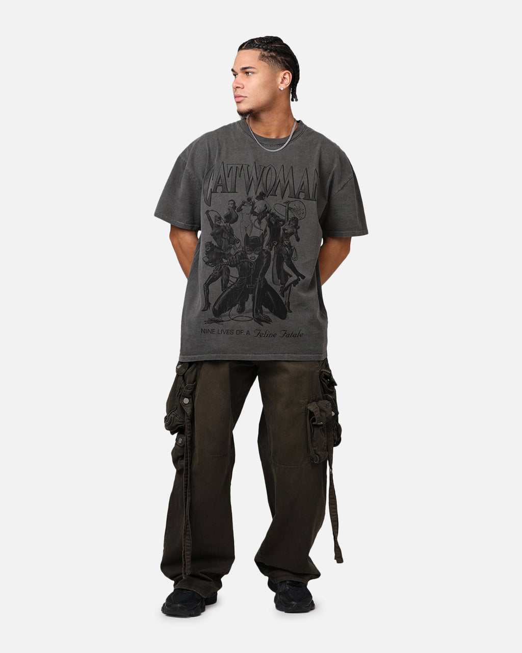 73Studio X DC Batman Catwoman Squad Heavyweight T-Shirt Black Wash