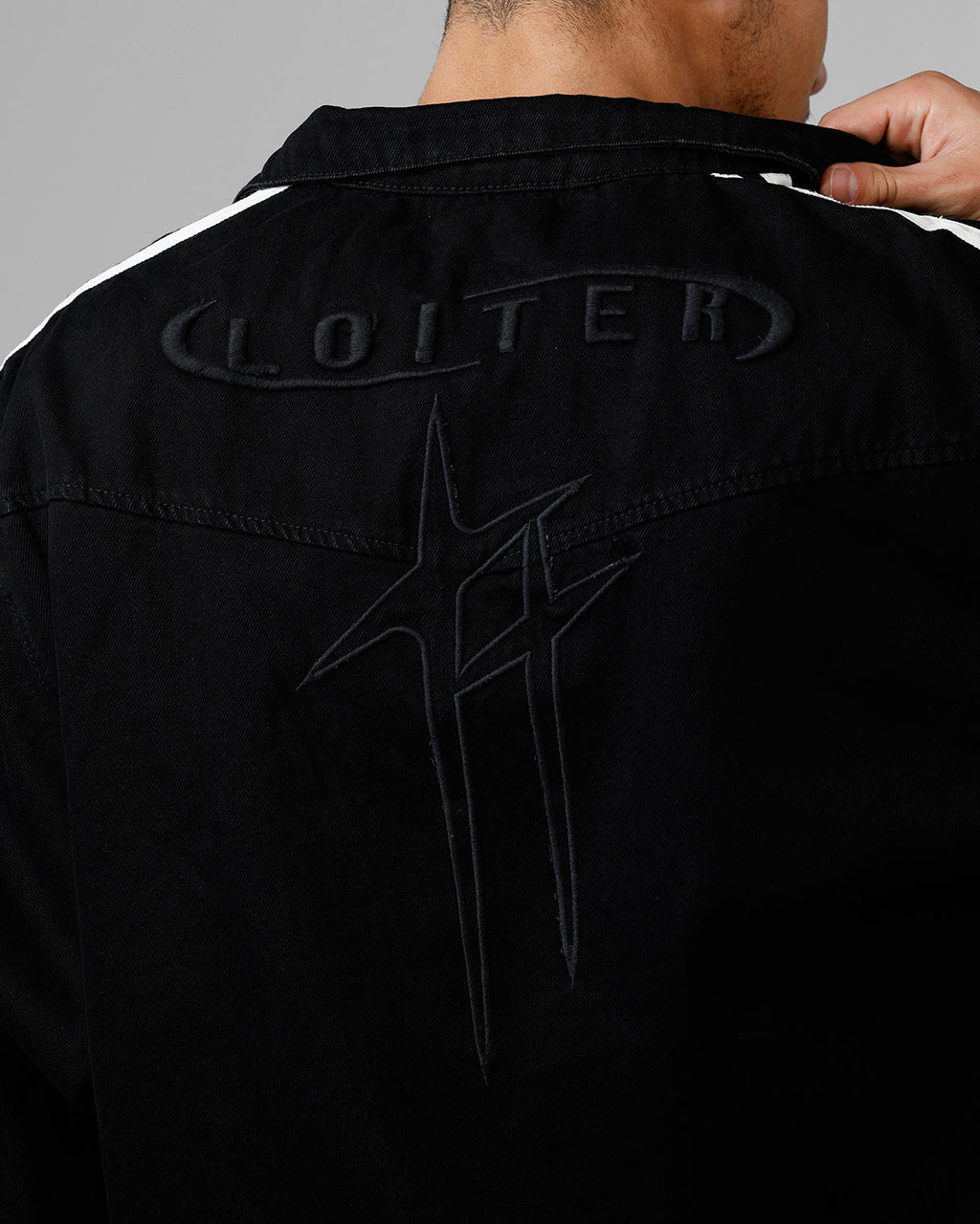 Loiter Track Star Denim Jacket Black
