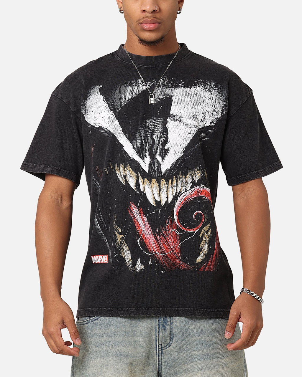 Goat Crew Marvel Spider-Man Y2K Venom The Host Vintage T-Shirt Black Acidwash