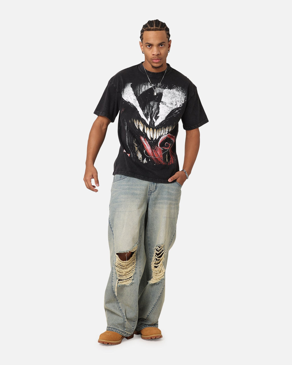 Goat Crew Marvel Spider-Man Y2K Venom The Host Vintage T-Shirt Black Acidwash