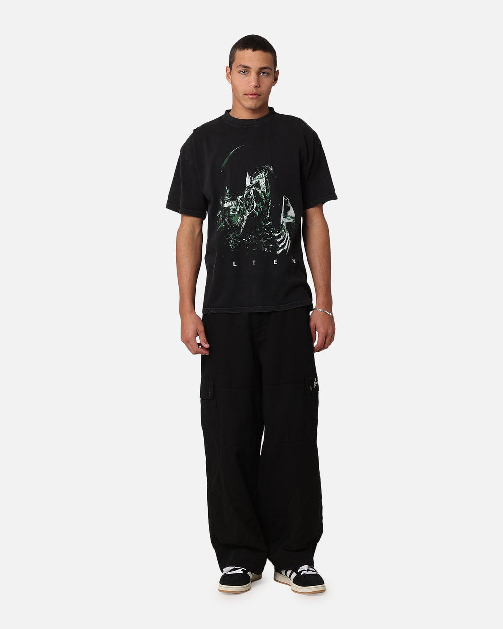 Goat Crew Alien Vintage T-Shirt Black Acidwash