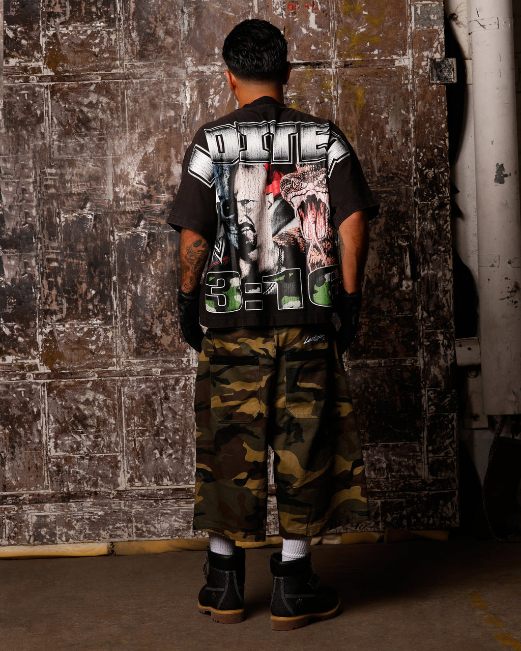 Loiter X WWE Stone Cold Vintage T-Shirt Vintage Black