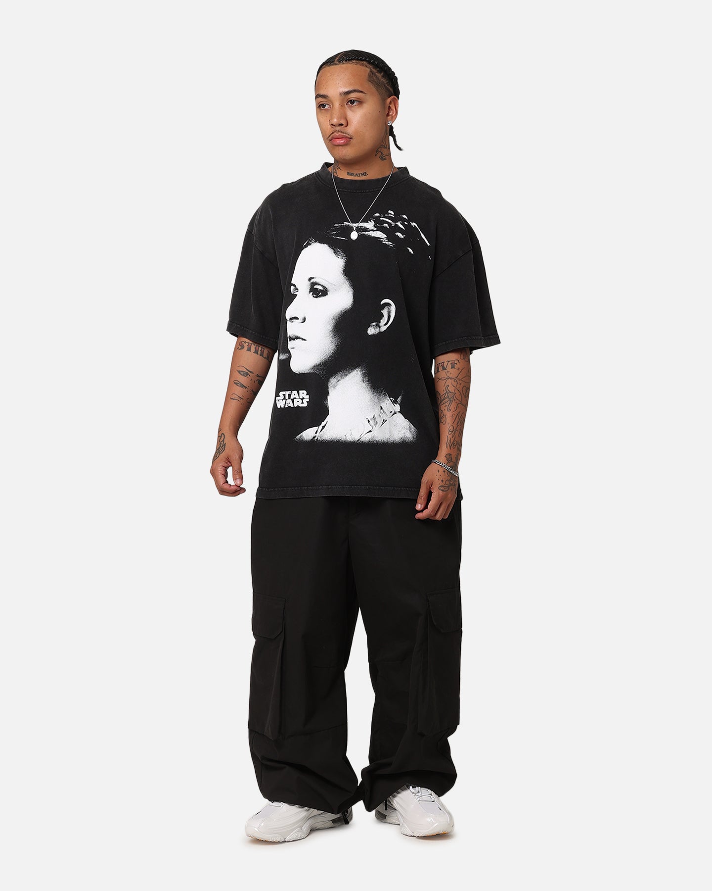 Star Wars Princess Leia Vintage T-Shirt Black Acidwash