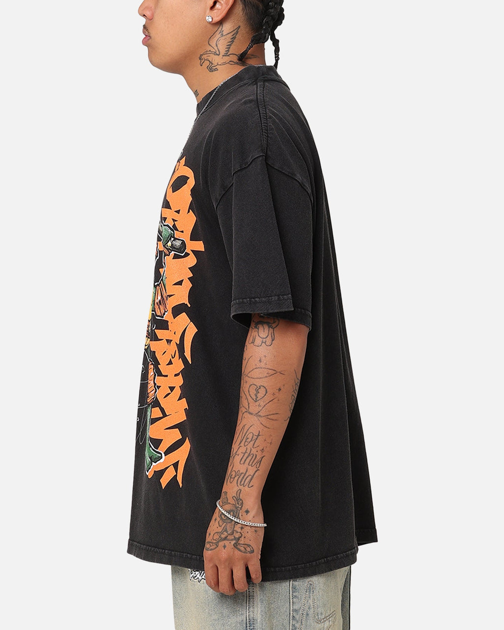 Goat Crew X Teenage Mutant Ninja Turtles Michelangelo X Sofles Vintage T-Shirt Black Acidwash