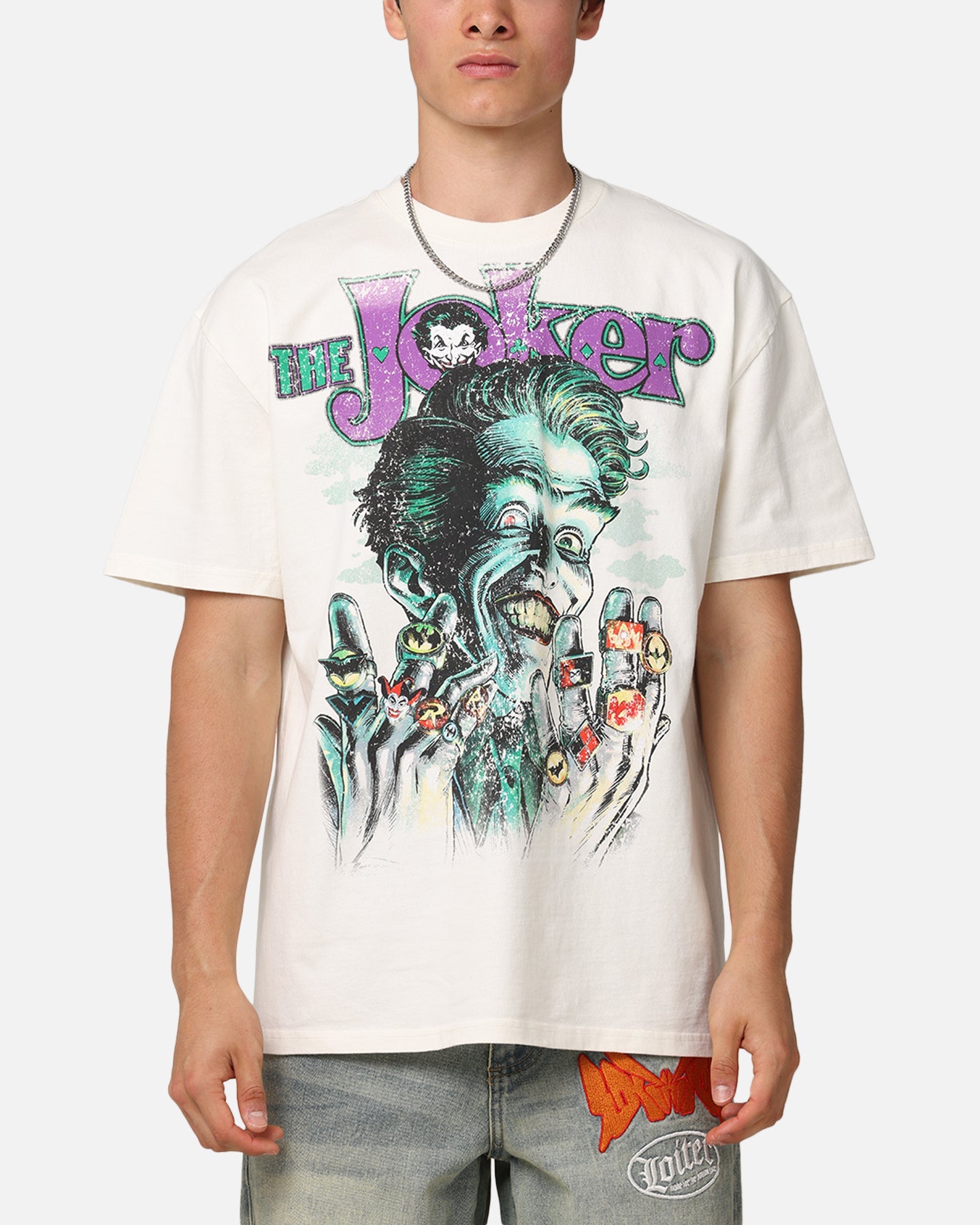73Studio X DC Batman The Joker Rings Heavyweight T-Shirt Off White