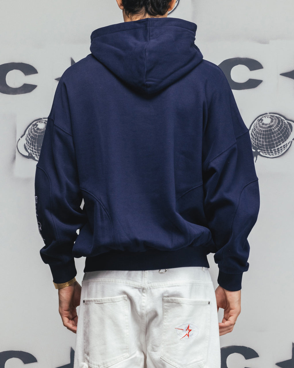 Carre Legacy Panelled Zip Hoodie Navy