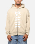 Saint Morta Gothic Distressed Zip Hoodie Stone