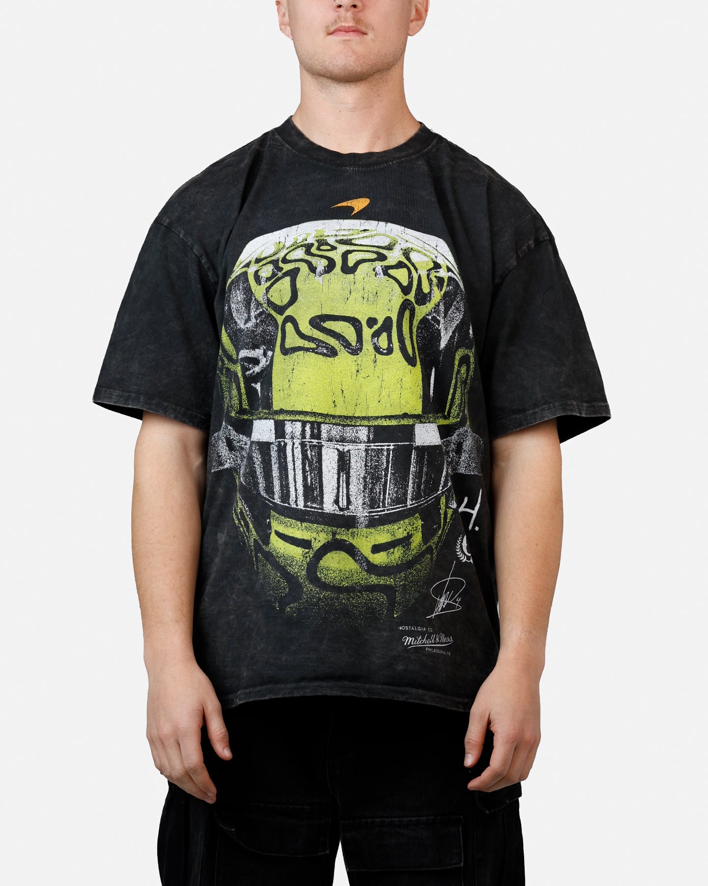 Culture Kings X Mclaren Lando Norris 'Vegas Grand Prix 2024' Helmet T-Shirt Black Acidwash
