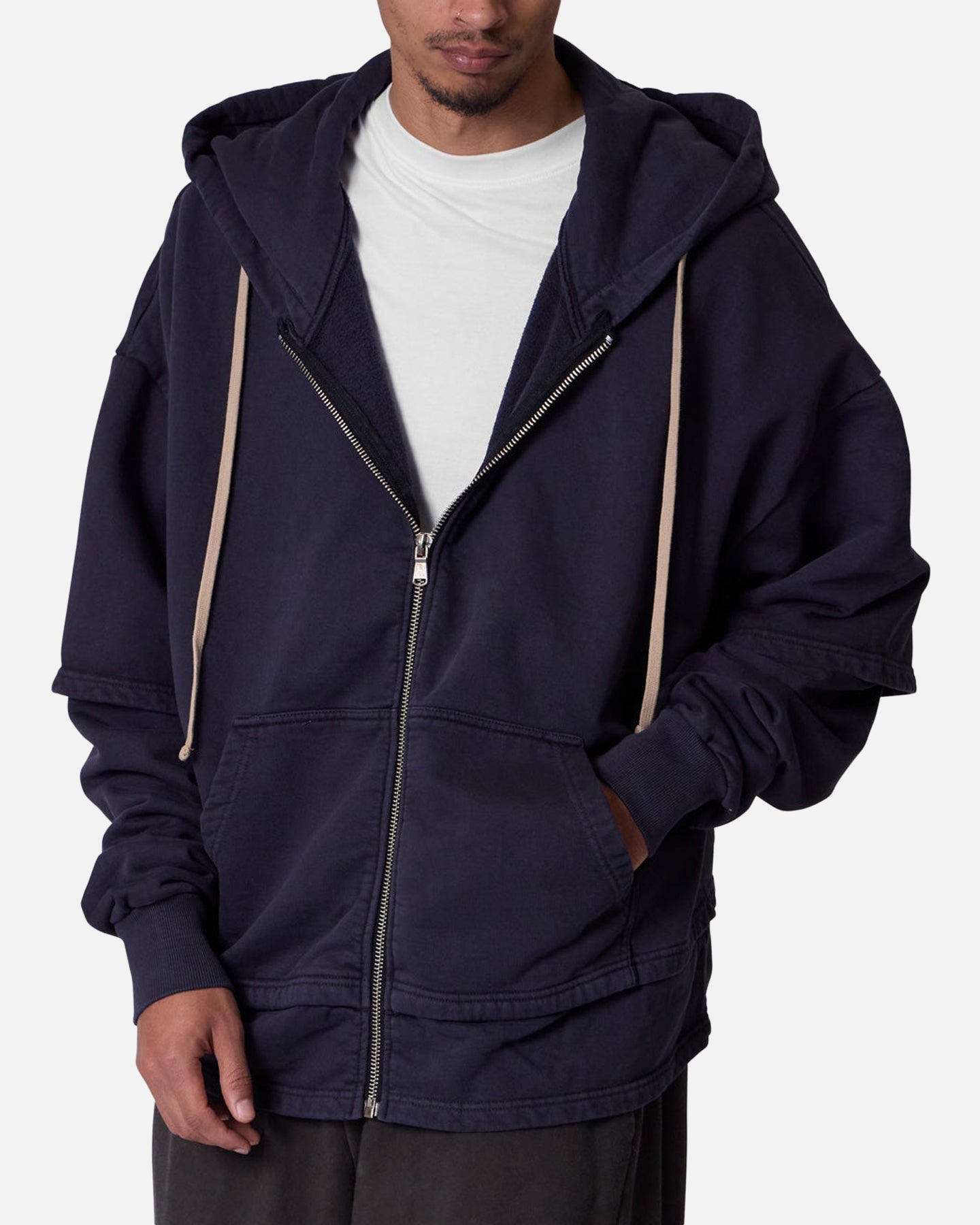 MNML Double Layer Zipper Sweater Washed Black
