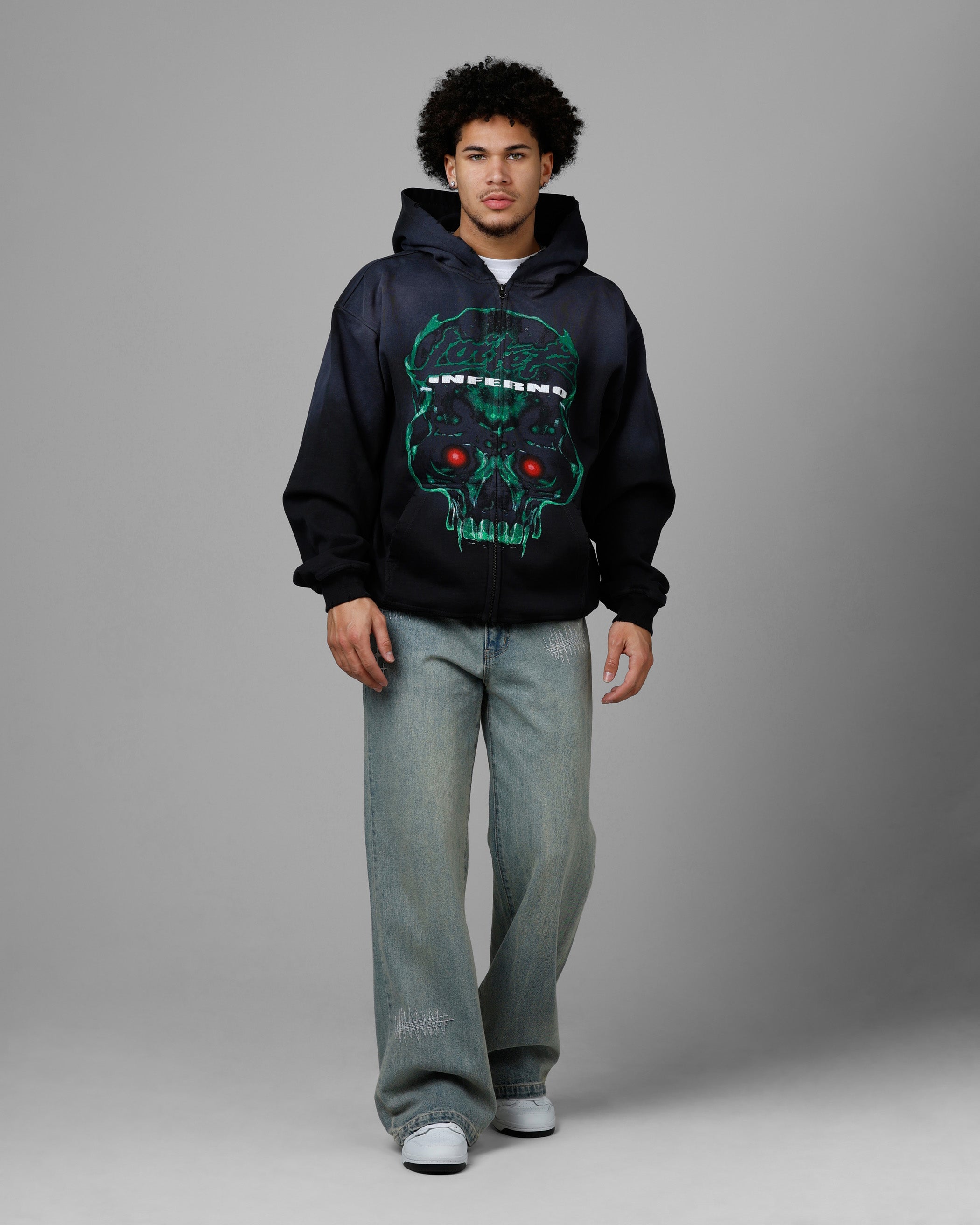 Loiter Inferno Zip Hoodie Vintage Black
