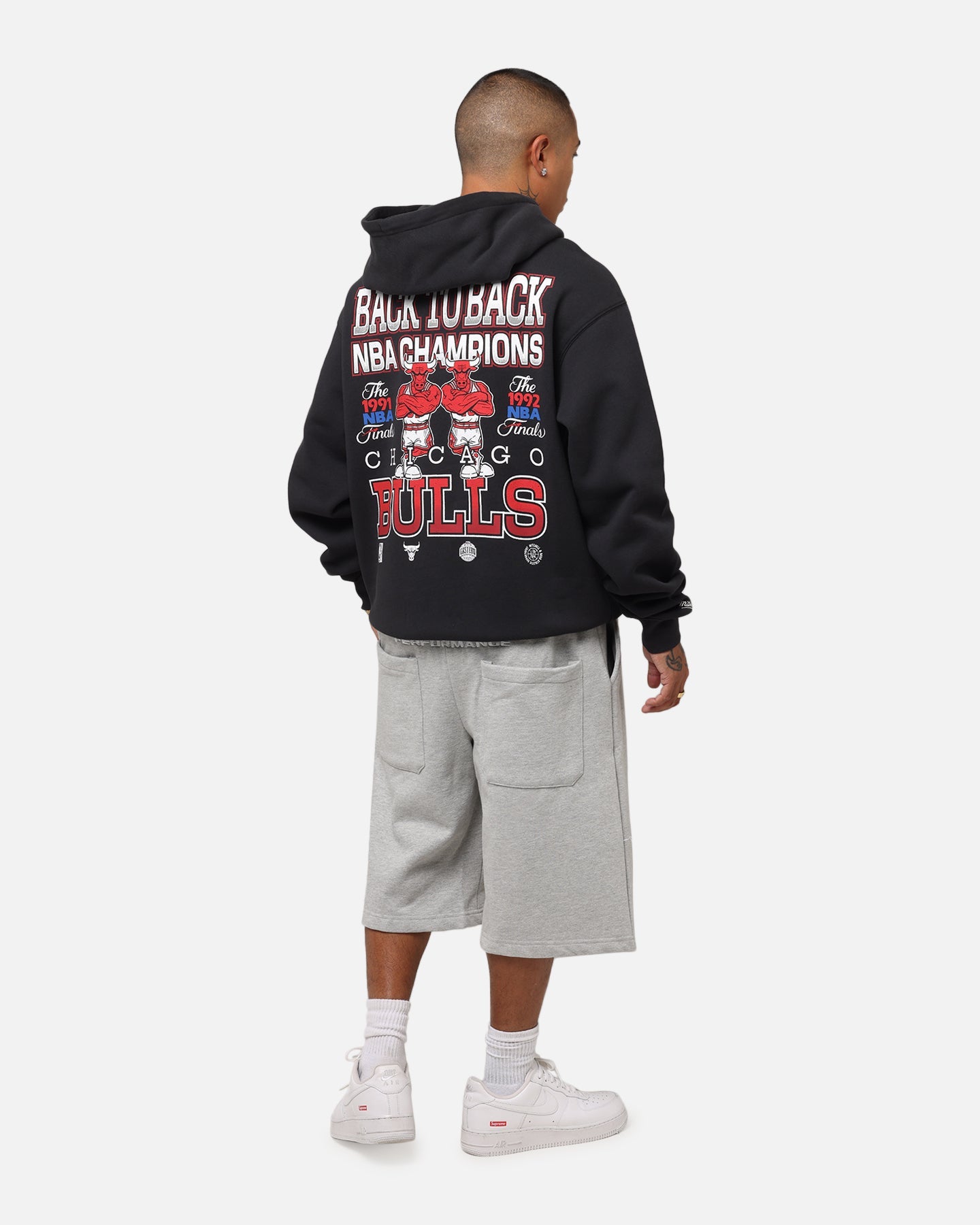 Mitchell & Ness Chicago Bulls Back To Back Hoodie Faded Black