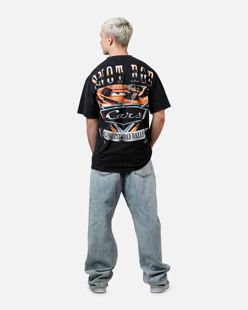 73Studio Disney And Pixar Cars Snot Rod Vintage T-Shirt Black Acidwash