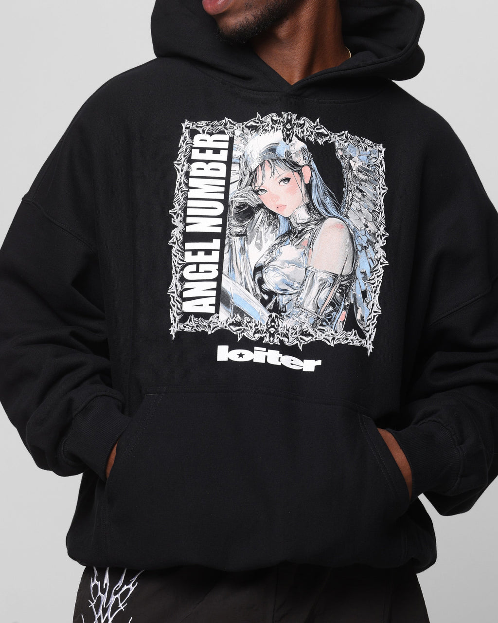 Loiter Angel Number Hoodie Black