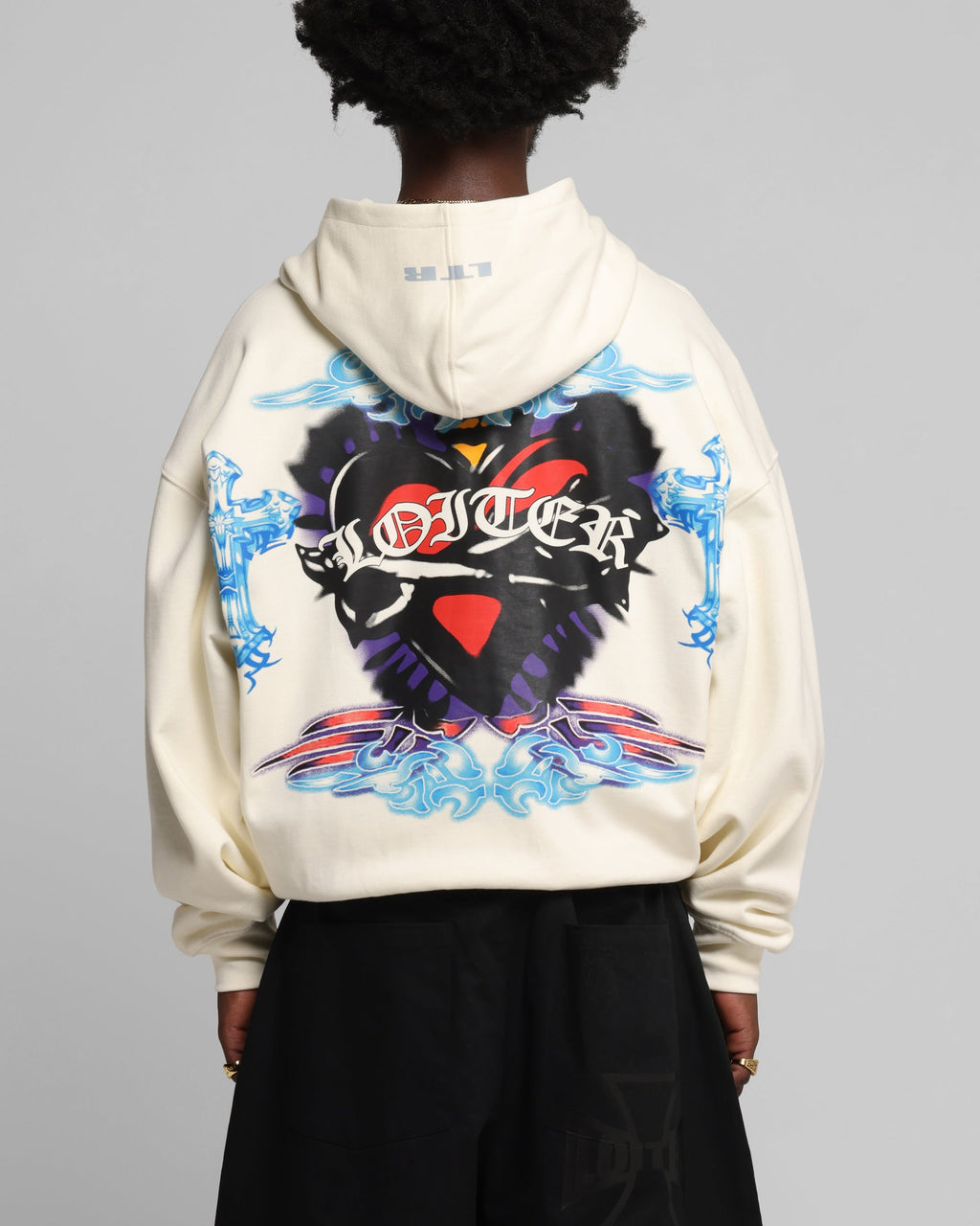 Loiter Hearts Zip Hoodie Off White
