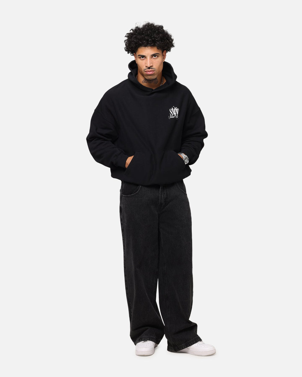 Saint Morta Doves Boxy Hoodie Black