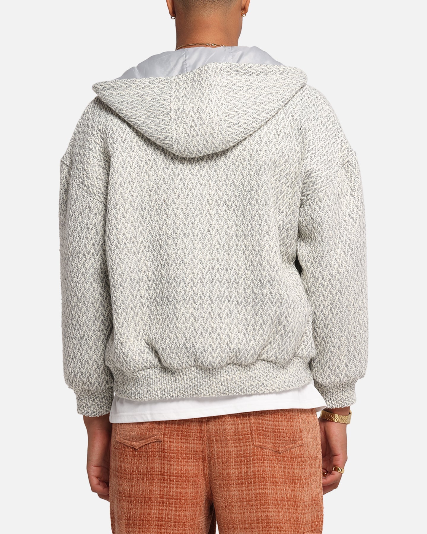 XXIII Boucle Tweed Zip Hoodie Grey Marle