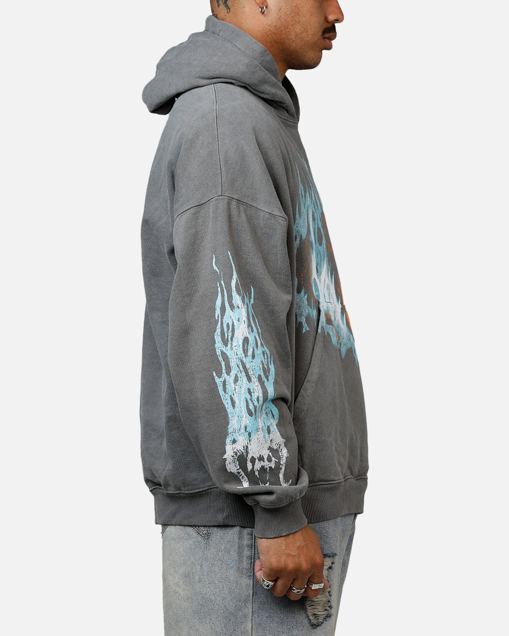 73Studio X Lord Of The Rings The Balrog Premium Hoodie Washed Charcoal