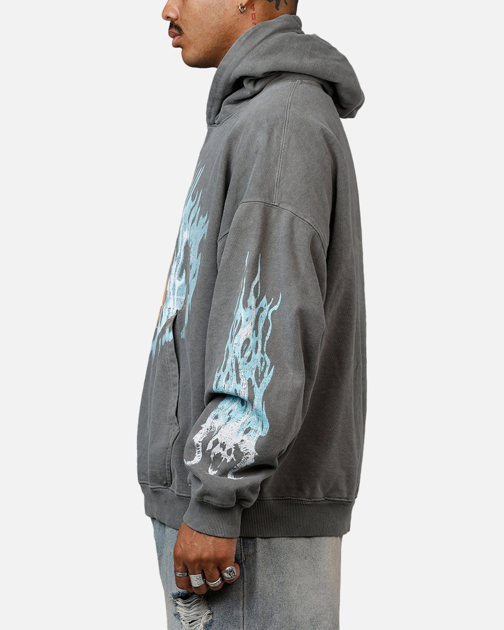 73Studio X Lord Of The Rings The Balrog Premium Hoodie Washed Charcoal