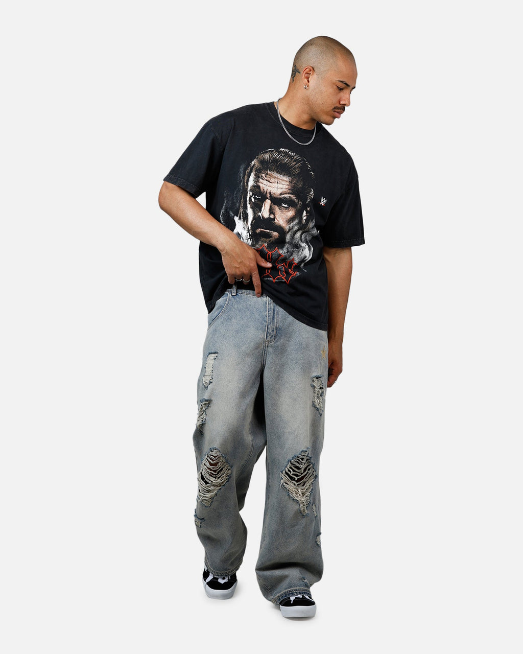 Culture Kings X WWE Triple H Wrestlemania XLI Vintage T-Shirt Black Acidwash