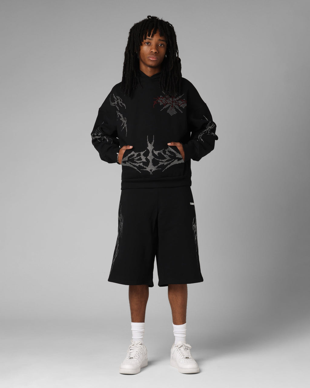 Loiter Opaque Rhinestone Premium Hoodie Black