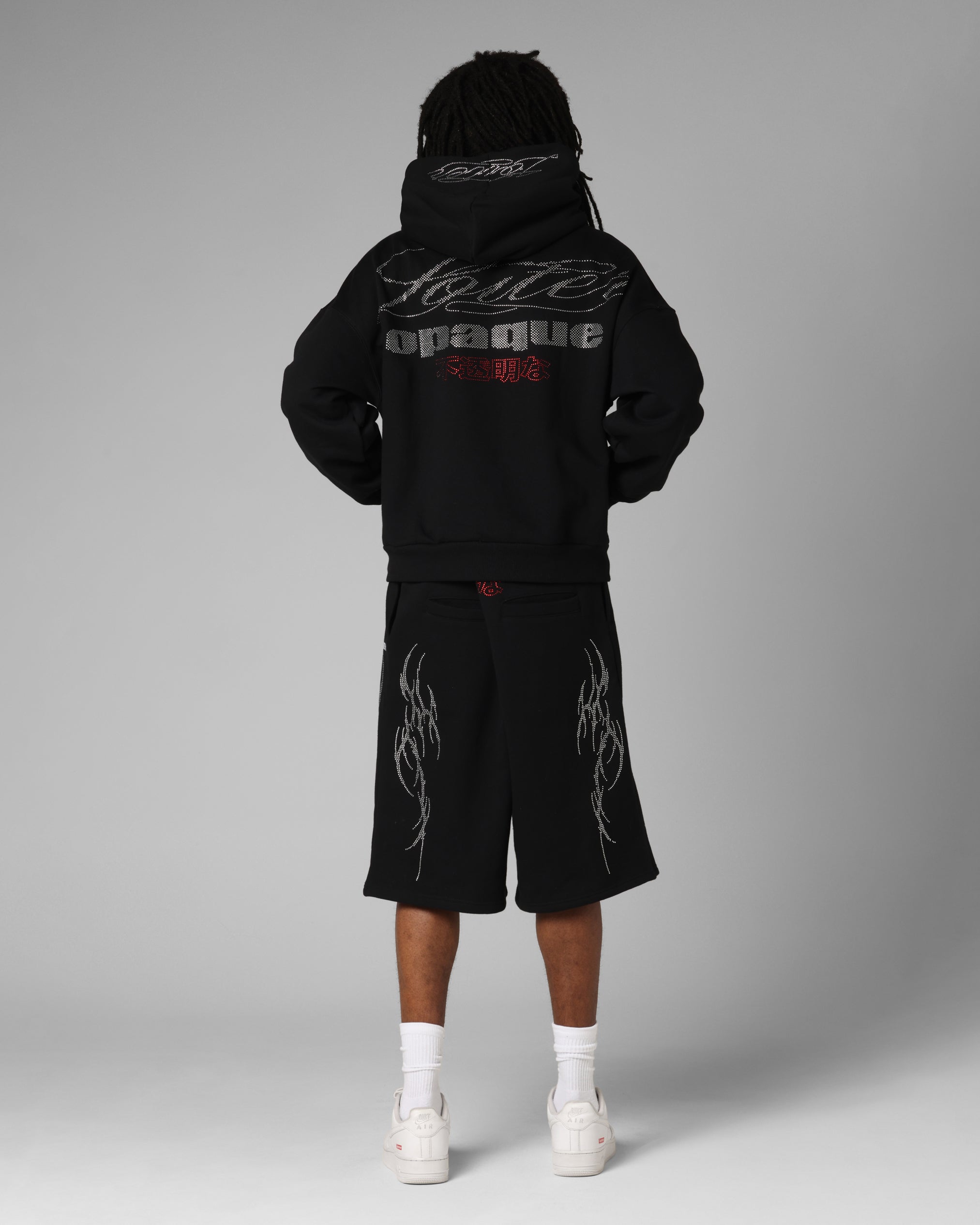 Loiter Opaque Rhinestone Premium Hoodie Black