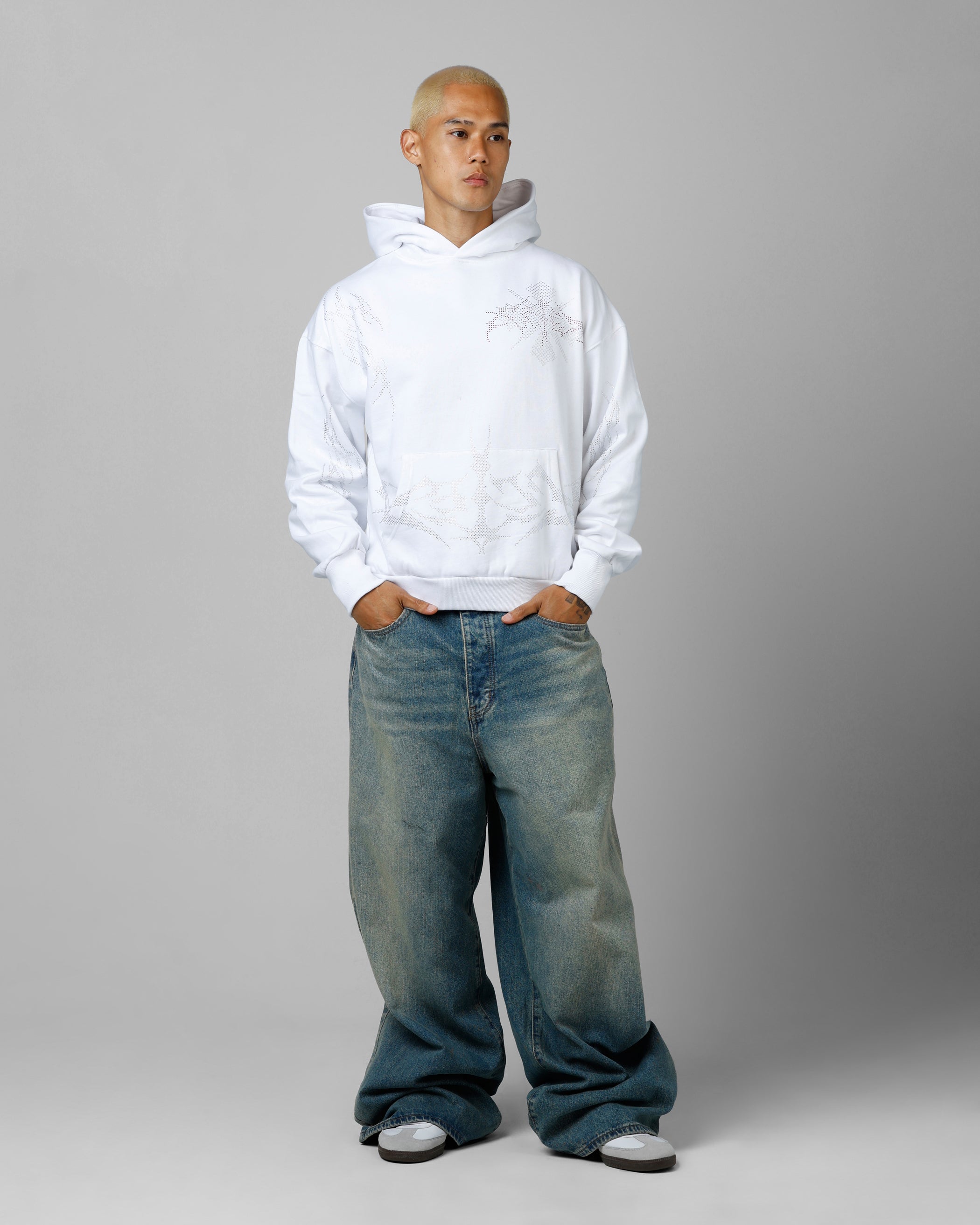 Loiter Opaque Rhinestone Premium Hoodie Off White