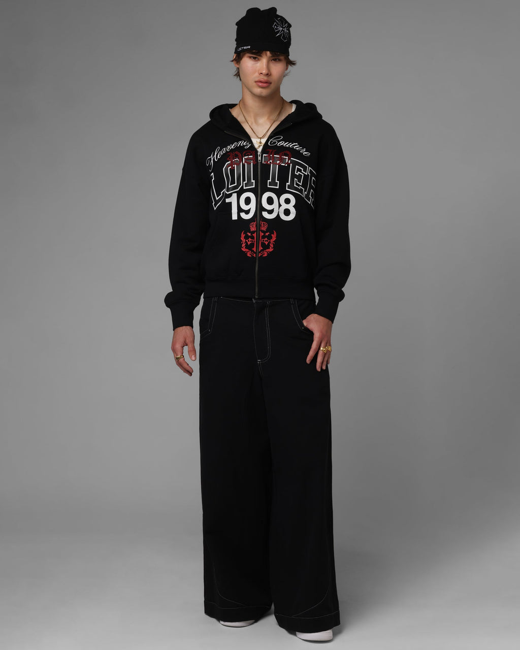 Loiter Drop Out Zip Hoodie Black