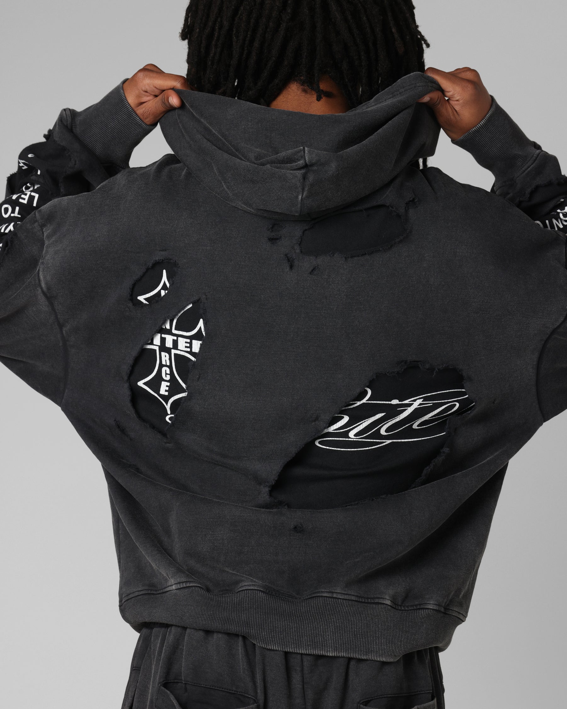 Loiter Destruction Hoodie Black